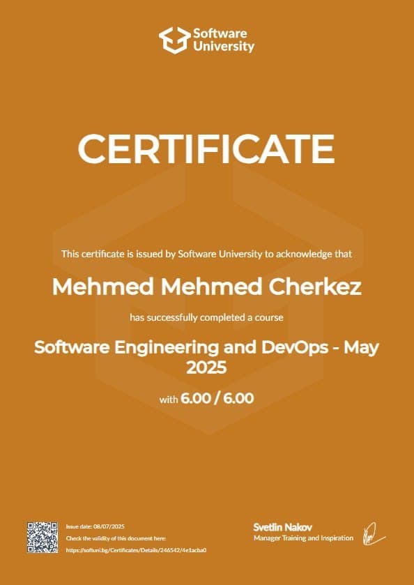 Software Engineering & DevOps certificate