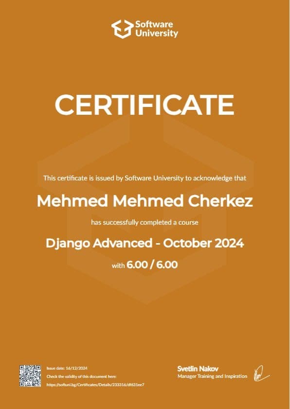 Django Advanced certificate