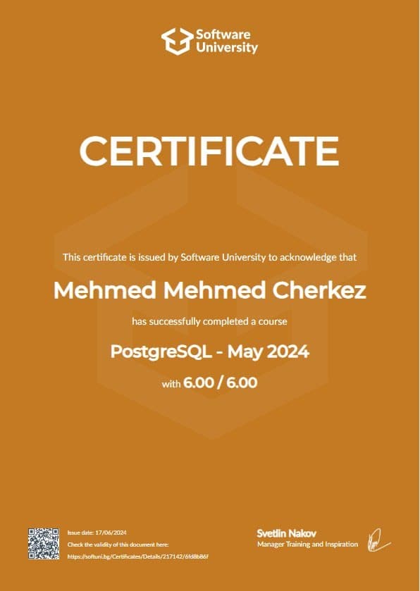 PostgreSQL certificate