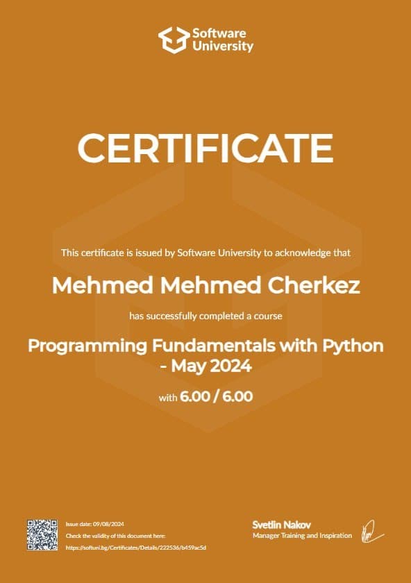 Python Fundamentals certificate