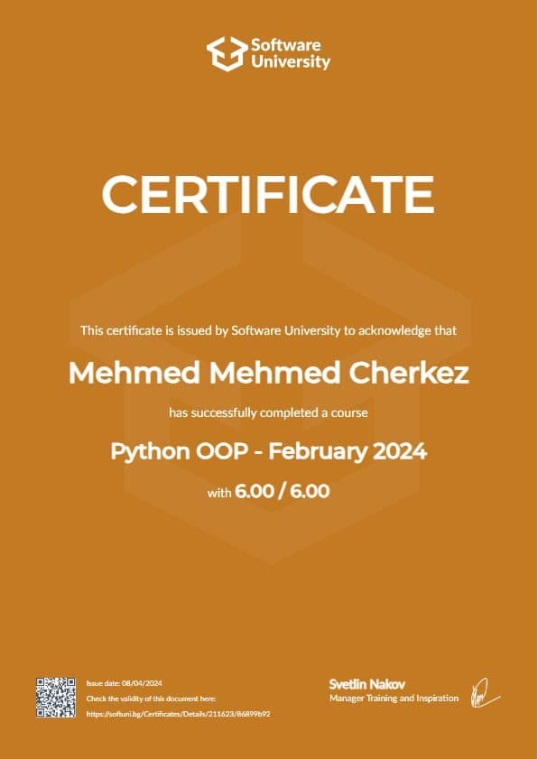 Python OOP certificate